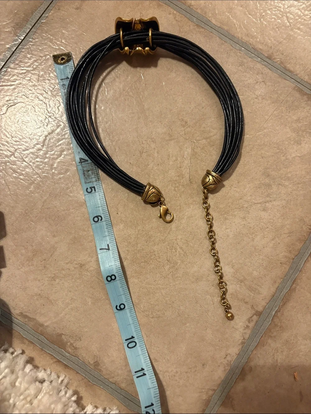 Black Multi-Strand Necklace with Gold Accent